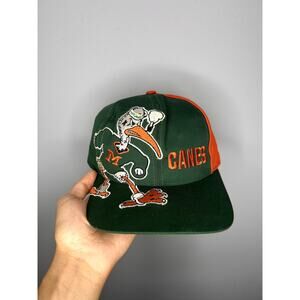 Vintage 90s Miami Hurricanes Big Logo NCAA Snapback Hat